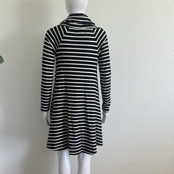 Lou & Grey XXS Striped  Drawstring Cowl Neck Athleisure Long Sleeve Dress - Picture 5 of 7